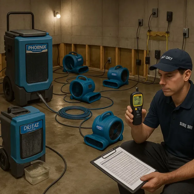 Structural Drying and Dehumidification process in Redwater, TX